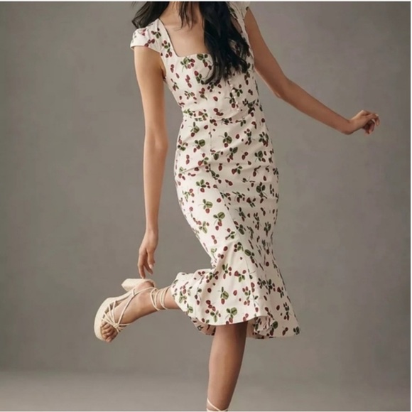 Anthropologie Dresses & Skirts - NWT Anthropologie Maeve Cecily Fit & Flare Midi Strawberries Sweetheart Dress, L